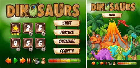 Game template with dinosaur theme 433912 Vector Art at Vecteezy