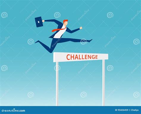 Overcome Obstacles and Success Concept. Businessman Holding Briefcase Jumping Over Hurdle Race ...