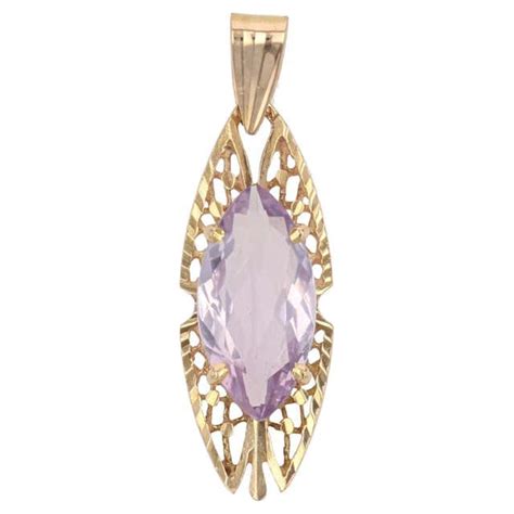 Large Oval Amethyst Yellow Gold Pendant For Sale at 1stDibs