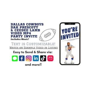 Dallas Cowboys Digital Video Party Invitation - Etsy