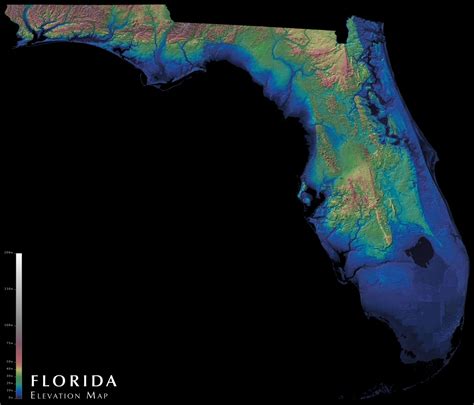 Florida Elevation Map : Florida - Florida Land Elevation Map | Printable Maps