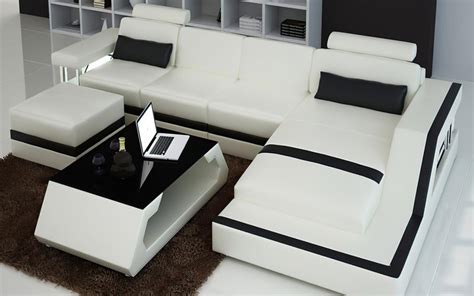 Emerson Small Modern Leather Sectional with Ottoman – Jubilee Furniture