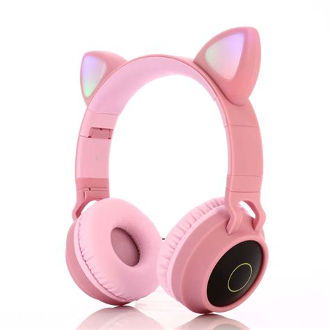 Cute Cat Ear Bluetooth 5.0 Headphones Foldable On-Ear Stereo Wireless ...