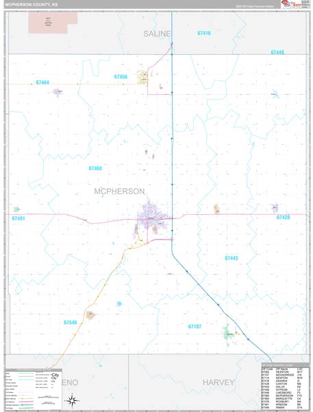 McPherson County, KS Wall Map Premium Style by MarketMAPS