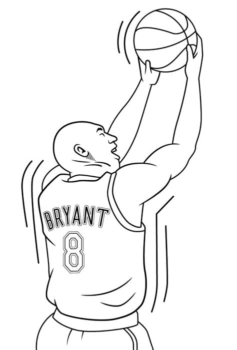 Kobe Bryant Plays Basketball coloring page - Download, Print or Color Online for Free