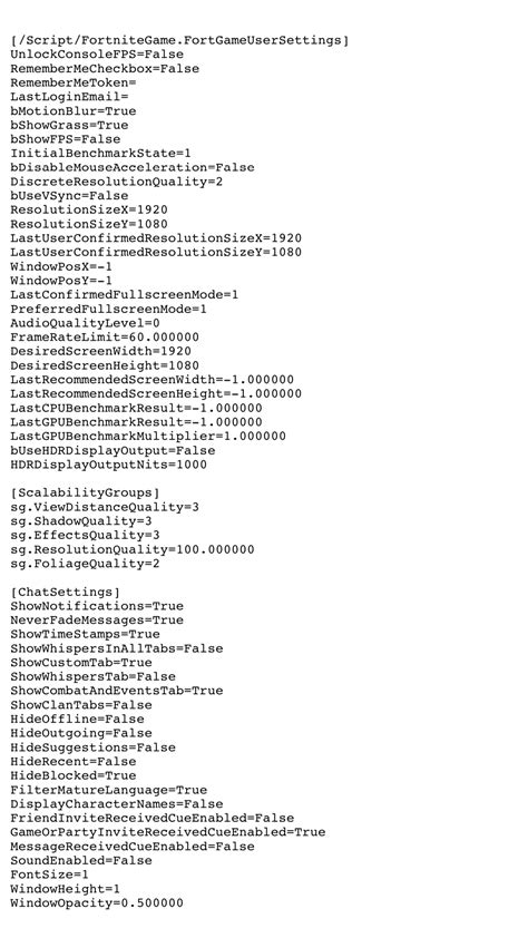 GameUserSettings.ini fortnite settings, config & cfg 2017 - Gamingcfg