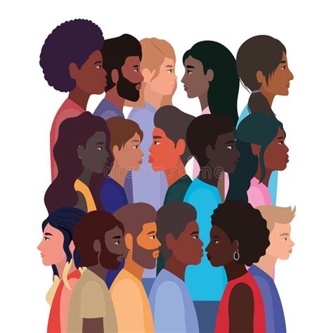 Diversity Skins of Women and Men Cartoons Vector Design Stock Vector - Illustration of ...