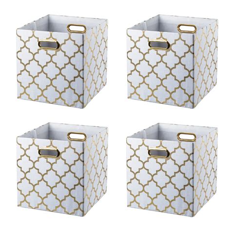 BAIST Cube Storage Bins,Fancy Foldable Canvas Decorative Gold Storage Cubes Bins | eBay