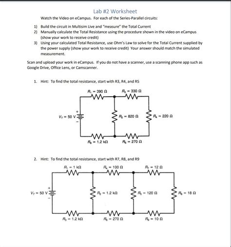 Parallel Circuit Problems Worksheets