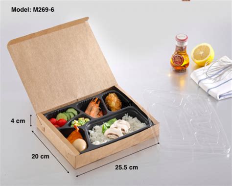 ECO Friendly Kraft Paper Bento Takeout Box 6 Compartments (Pack of 200 ...