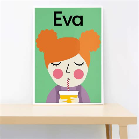 Personalized juice girl, wall print – Lorna Freytag Illustration