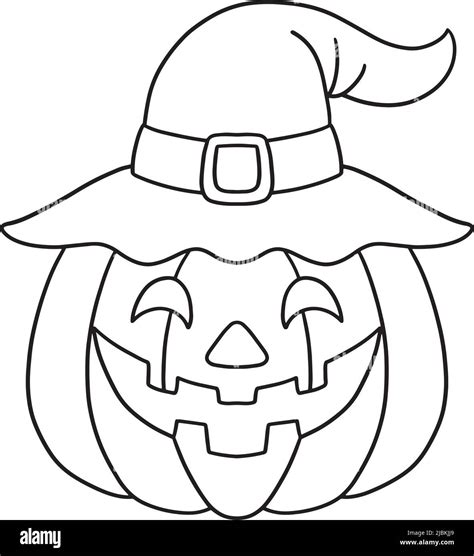 Pumpkin Witch Halloween Isolated Coloring Page Stock Vector Image & Art ...