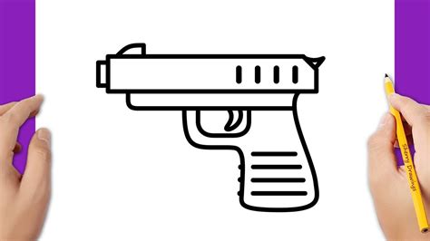 HOW TO DRAW A PISTOL EASY - YouTube