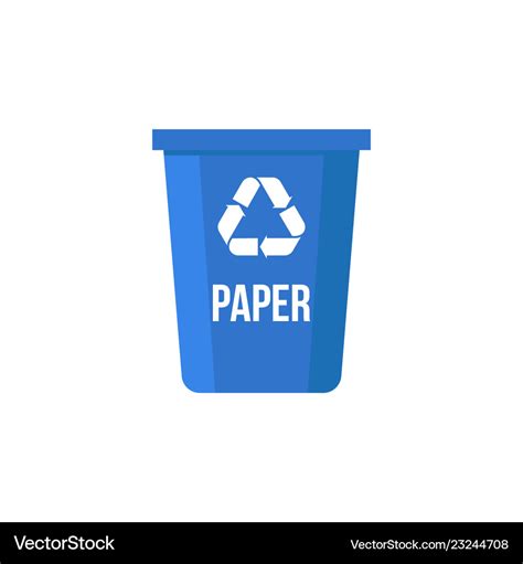 Paper recycle bin flat design Royalty Free Vector Image