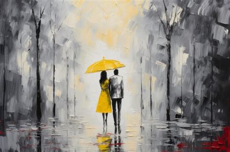 Premium AI Image | A couple under an umbrella in the rain