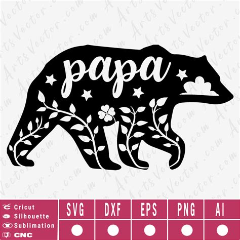 Papa Bear Silhouette SVG EPS DXF PNG AI Instant Download