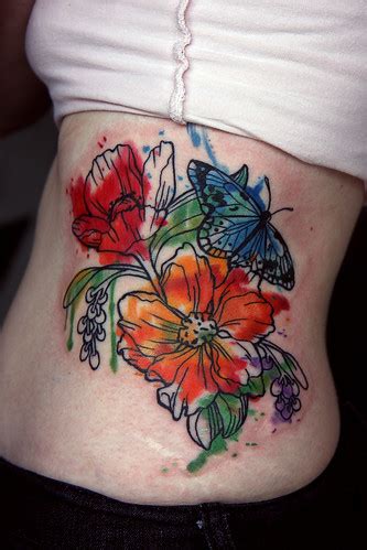 watercolor flower tattoo | I tattoo at Tattoo Boogaloo, 528 … | Flickr