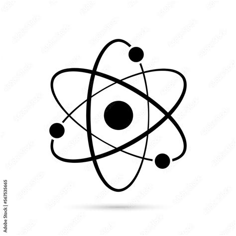 Atom icon. Quantum physics. Black color logo isolated on white ...