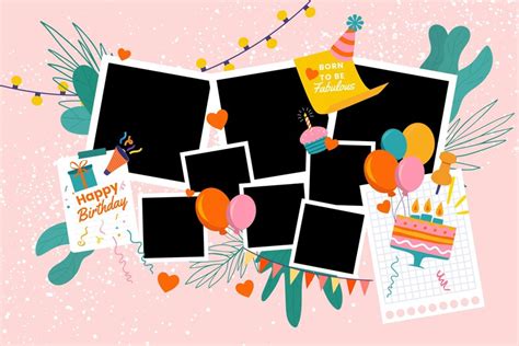 Free Vector | Pack of flat birthday collage frames