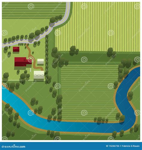 Aerial view of farm stock vector. Image of illustrated - 15246736