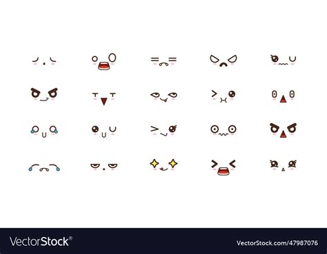 Kawaii smile emoticons japanese emoji Royalty Free Vector