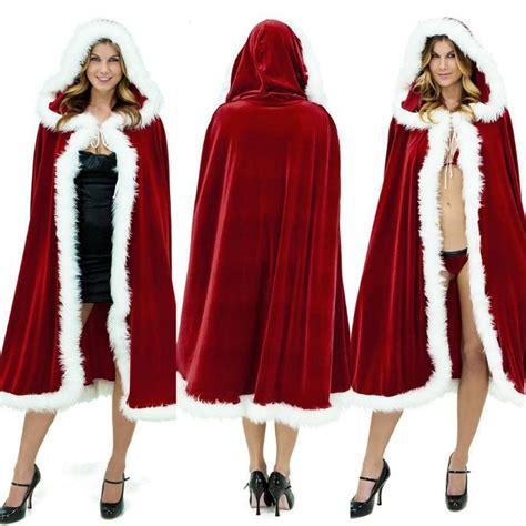 Merry Christmas Mrs Santa Claus Cloak Xmas Costume Cappa Cloak Cape Fancy Dress #Affiliate (With ...