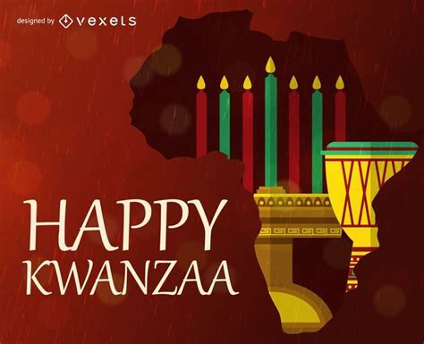 Happy Kwanzaa Greeting Card With Traditional Elements - Vector Download