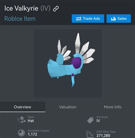 Roblox Demand Limited - Ice Valk, Video Gaming, Gaming Accessories, In-Game Products on Carousell