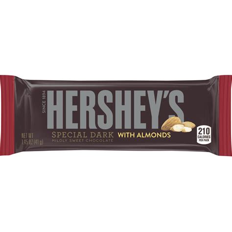 HERSHEY'S SPECIAL DARK Mildly Sweet Chocolate with Almonds Bar, 1.45 oz ...