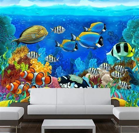 Aquarium Corals Fish Underwater 3D Full Wall Mural Photo Wallpaper Home Dec Kids | Wall murals ...