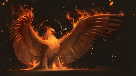 Desktop Wallpapers Birds Phoenix mythology Wings Fantasy 3840x2160