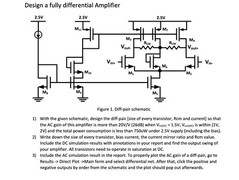 Solved Design a fully differential Amplifier Figure 1. | Chegg.com