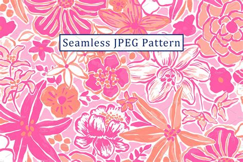 Preppy Pink and Peach Floral Pattern | Pre-Designed Photoshop Graphics ...