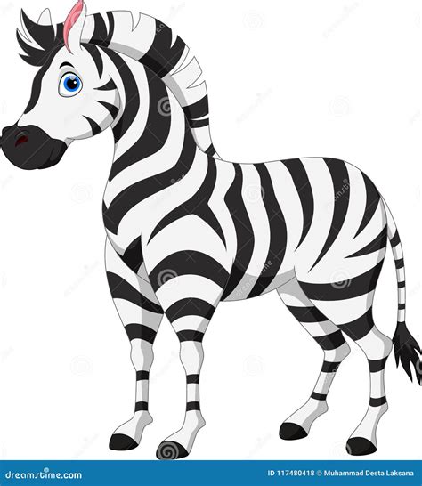 Cute zebra cartoon stock illustration. Illustration of happy - 117480418