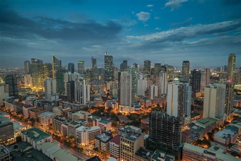 Manila City Skyline Nightview , Manila , Philippines Editorial Image ...