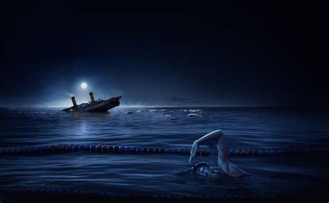 Titanic Ship Alongside Swimmer Wallpaper,HD Artist Wallpapers,4k Wallpapers,Images,Backgrounds ...