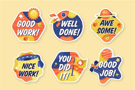 Free Vector | Good job and great job stickers set