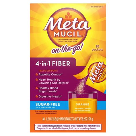 Metamucil Psyllium Sugar-Free Fiber Supplement Powder Packets, 30 Ct ...