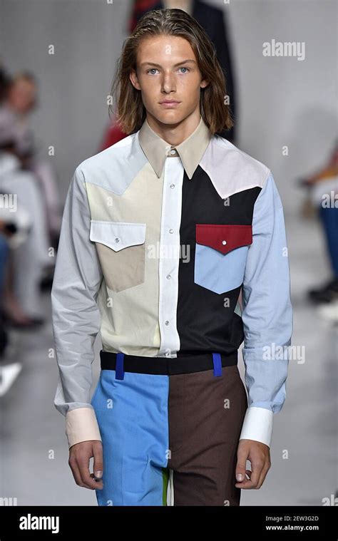 Model Oliver Sonne walks on the runway during the Calvin Klein Fashion show at New York Fashion ...