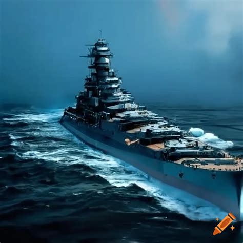 Iowa class battleship in action on Craiyon