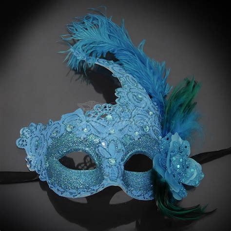 Mint Blue Feather Mask Baby Blue Masquerade Mask Mens | Etsy