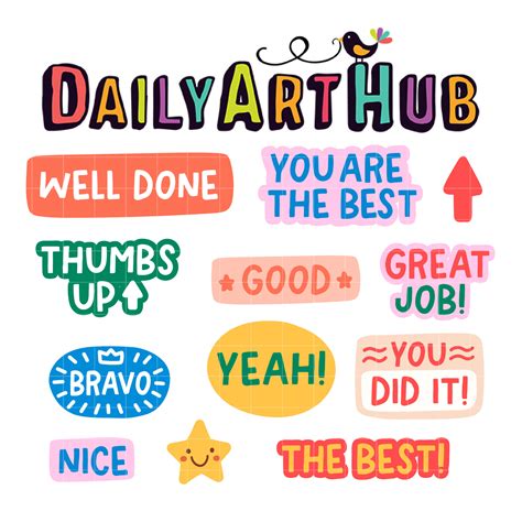 Motivational Words Sticker Clip Art Set – Daily Art Hub // Graphics, Alphabets & SVG