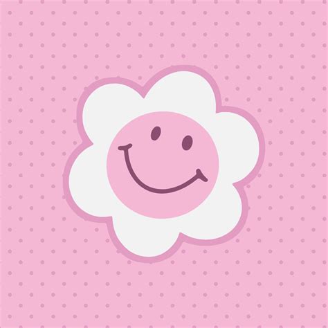 Flower pink and white smiley face canvas art - TenStickers