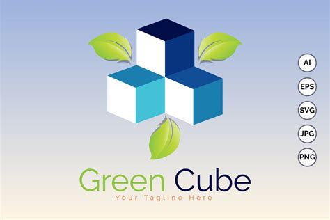 Modern Green Cube Leaf Colour Logo Graphic by lordottori · Creative Fabrica