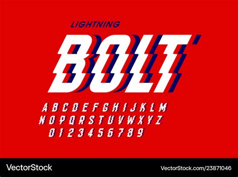 Lightning bolt style font Royalty Free Vector Image