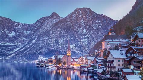 Desktop Wallpapers Hallstatt Alps Austria Winter Mountains 1920x1080