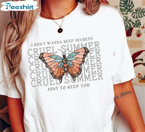 Cruel Summer Butterfly Shirt, Eras Tour Tee Tops Long Sleeve