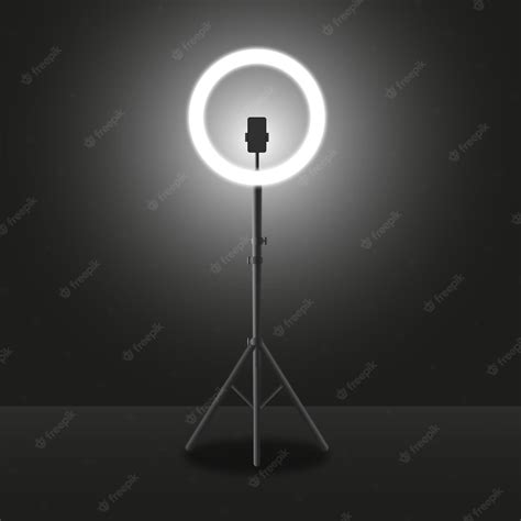 Premium Vector | Realistic selfie led ring light blogging equipment studio background