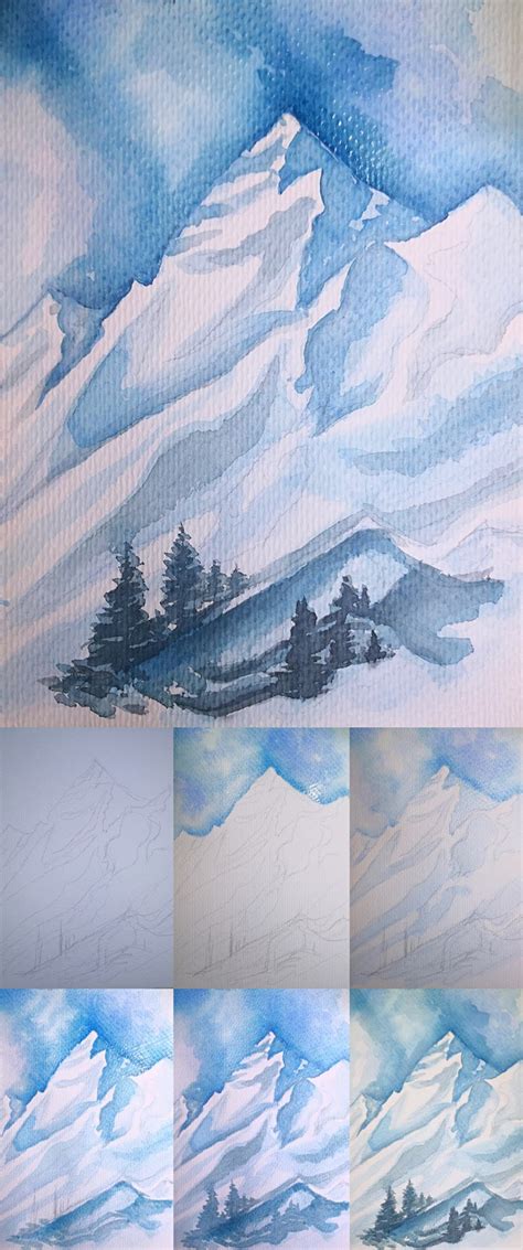 2 How to draw snow mountains | Painting snow, How to draw snow, Mountain drawing simple