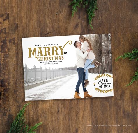 Save the date christmas card marry christmas holiday save | Etsy